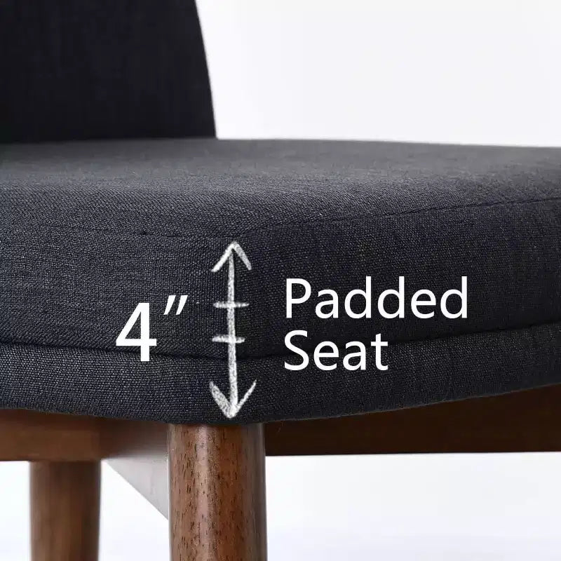 Set of 2 Modern Upholstered Dining Chairs, Linen Blend Armless Kitchen Seating with Solid Rubberwood Legs for Dining Room