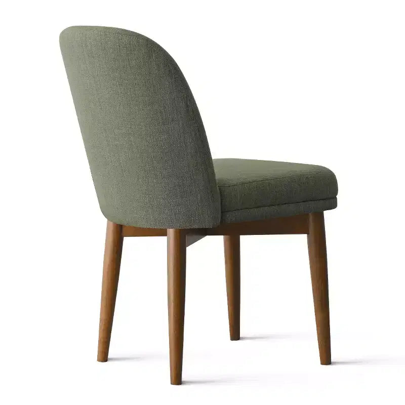 Set of 2 Modern Upholstered Dining Chairs, Linen Blend Armless Kitchen Seating with Solid Rubberwood Legs for Dining Room