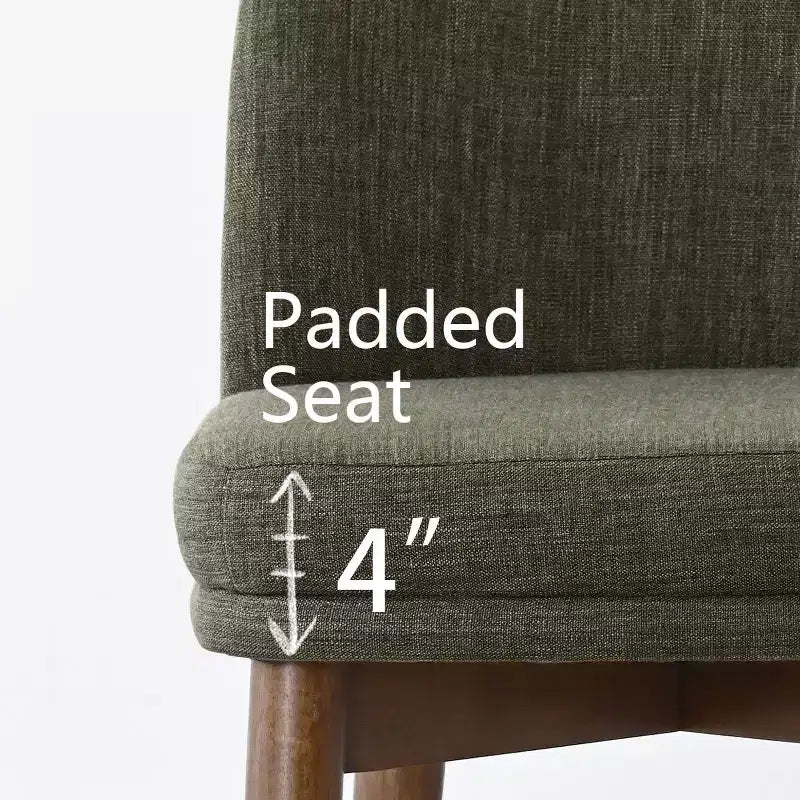 Set of 2 Modern Upholstered Dining Chairs, Linen Blend Armless Kitchen Seating with Solid Rubberwood Legs for Dining Room
