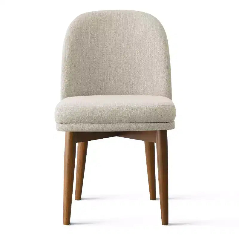 Set of 2 Modern Upholstered Dining Chairs, Linen Blend Armless Kitchen Seating with Solid Rubberwood Legs for Dining Room