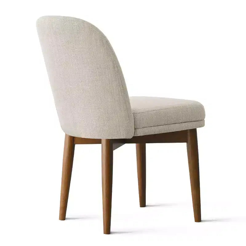 Set of 2 Modern Upholstered Dining Chairs, Linen Blend Armless Kitchen Seating with Solid Rubberwood Legs for Dining Room
