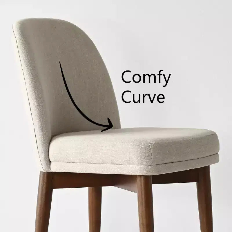 Set of 2 Modern Upholstered Dining Chairs, Linen Blend Armless Kitchen Seating with Solid Rubberwood Legs for Dining Room