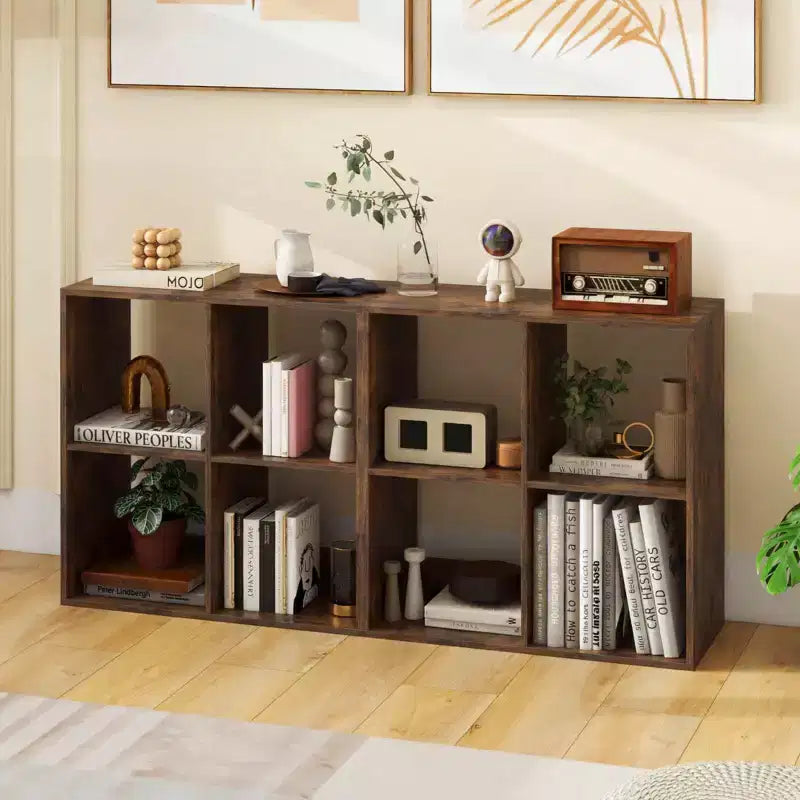 4-Cube Open Bookshelf with Anti-tip Kits Home Modern Style Storage Shelf for Study Black/White/Natural/Brown