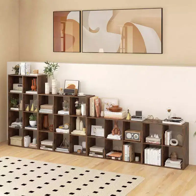 4-Cube Open Bookshelf with Anti-tip Kits Home Modern Style Storage Shelf for Study Black/White/Natural/Brown