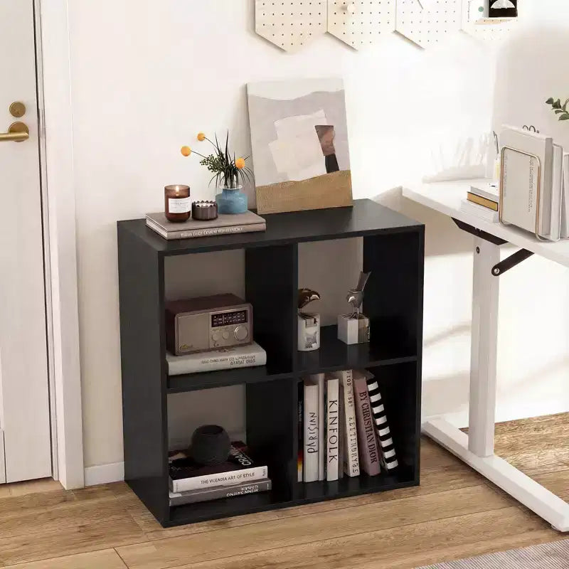 4-Cube Open Bookshelf with Anti-tip Kits Home Modern Style Storage Shelf for Study Black/White/Natural/Brown