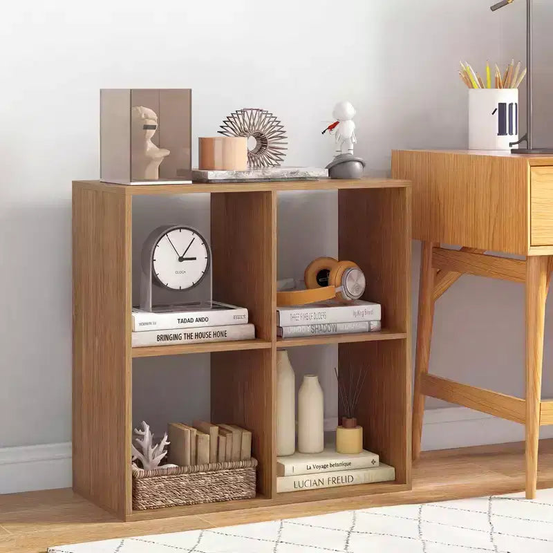 4-Cube Open Bookshelf with Anti-tip Kits Home Modern Style Storage Shelf for Study Black/White/Natural/Brown