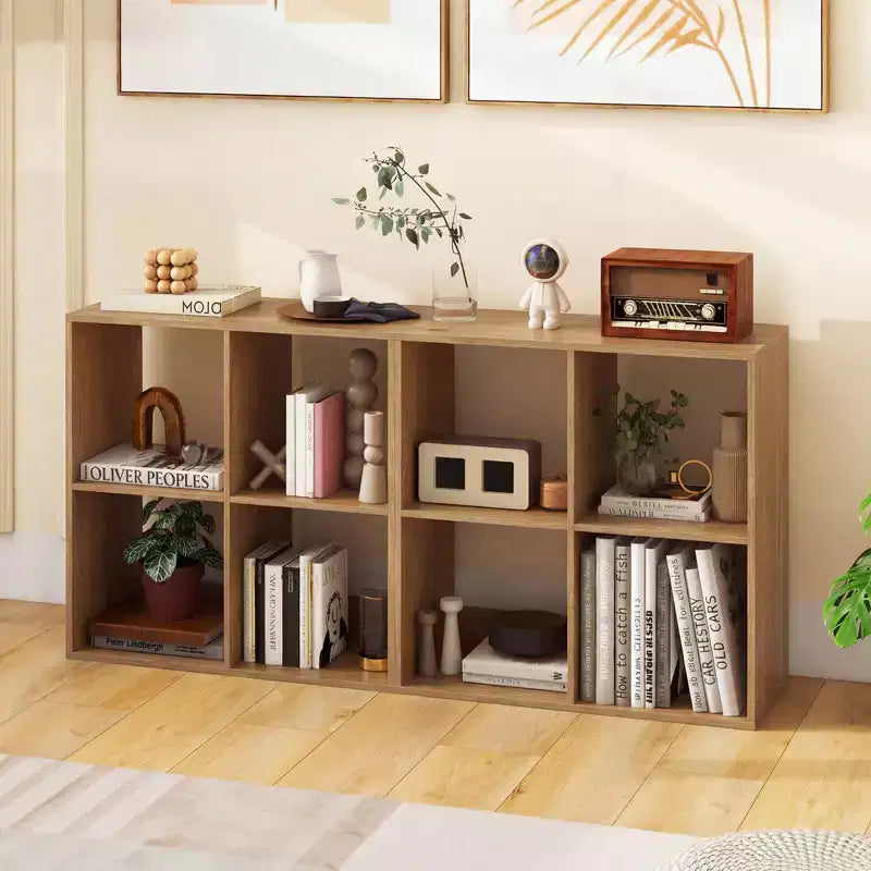4-Cube Open Bookshelf with Anti-tip Kits Home Modern Style Storage Shelf for Study Black/White/Natural/Brown