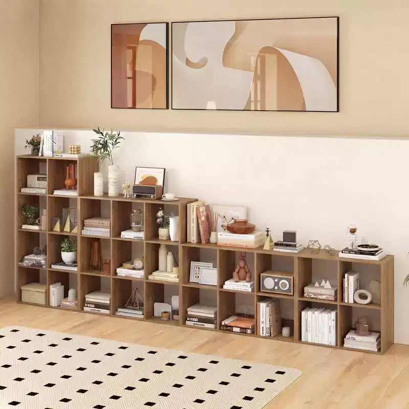 4-Cube Open Bookshelf with Anti-tip Kits Home Modern Style Storage Shelf for Study Black/White/Natural/Brown
