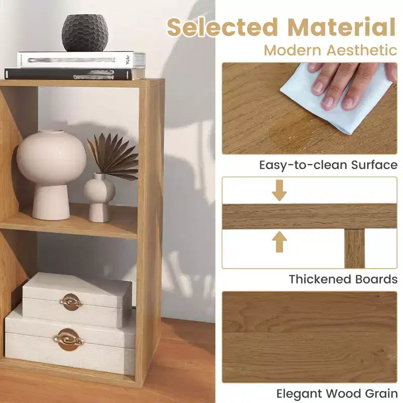 4-Cube Open Bookshelf with Anti-tip Kits Home Modern Style Storage Shelf for Study Black/White/Natural/Brown