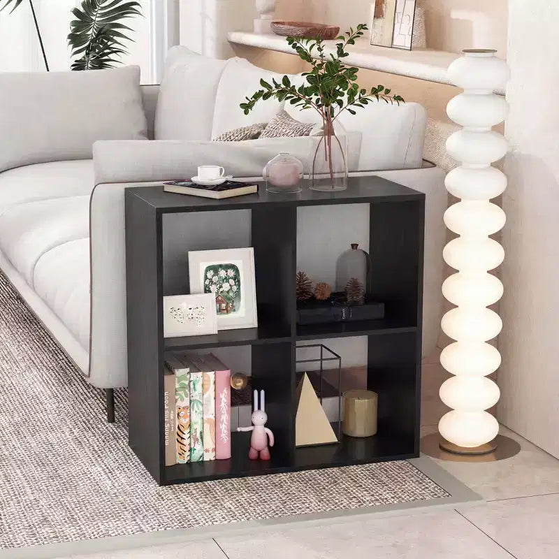 4-Cube Open Bookshelf with Anti-tip Kits Home Modern Style Storage Shelf for Study Black/White/Natural/Brown