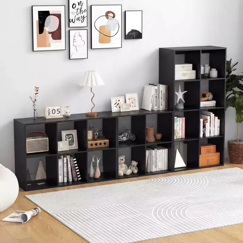 4-Cube Open Bookshelf with Anti-tip Kits Home Modern Style Storage Shelf for Study Black/White/Natural/Brown