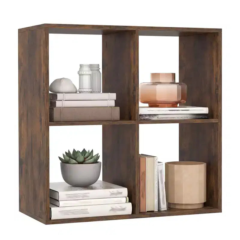 4-Cube Open Bookshelf with Anti-tip Kits Home Modern Style Storage Shelf for Study Black/White/Natural/Brown