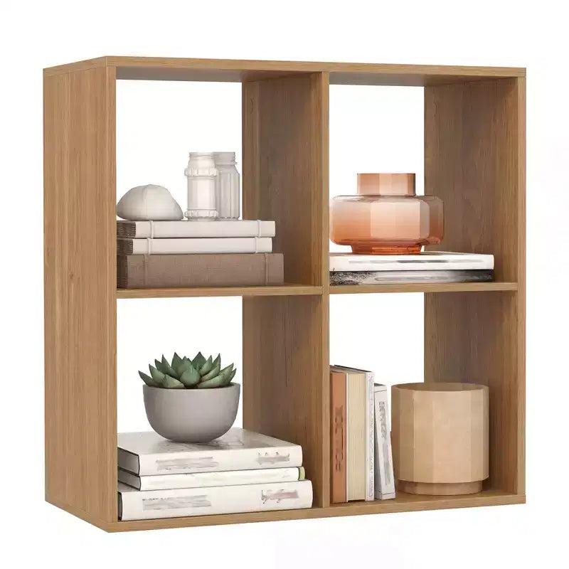 4-Cube Open Bookshelf with Anti-tip Kits Home Modern Style Storage Shelf for Study Black/White/Natural/Brown