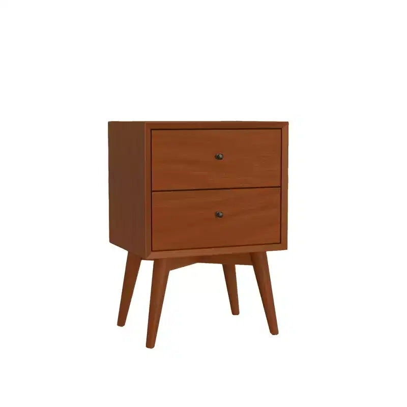 Chestnut Nightstand, Solid Finish Bedside Night Table, Space Saving Side Table for Bedroom Decor