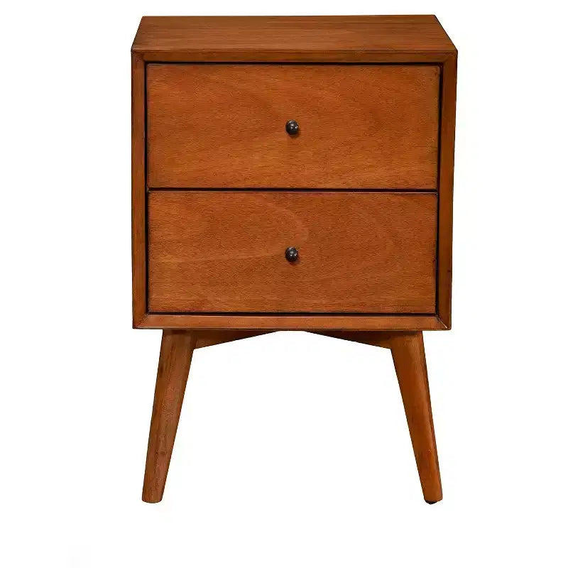 Chestnut Nightstand, Solid Finish Bedside Night Table, Space Saving Side Table for Bedroom Decor