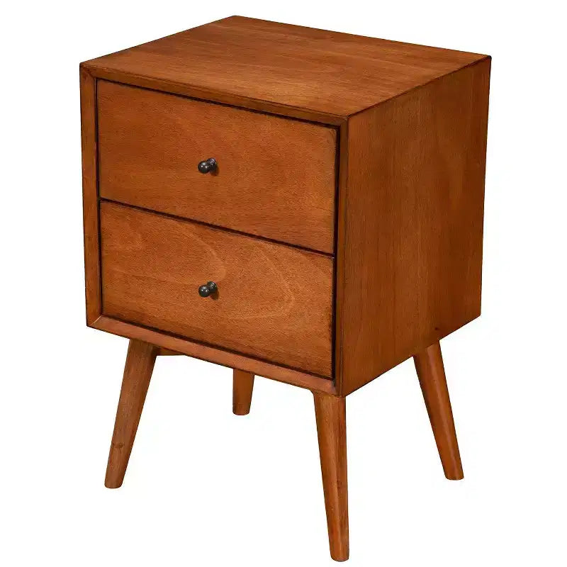 Chestnut Nightstand, Solid Finish Bedside Night Table, Space Saving Side Table for Bedroom Decor