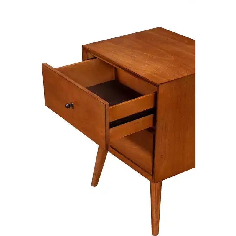 Chestnut Nightstand, Solid Finish Bedside Night Table, Space Saving Side Table for Bedroom Decor