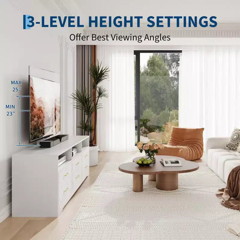 Living Room Bedroom 6 Drawer TV Stand Dresser with Mount, Wood Media Console Storage Entertainment Center, Multiple Colors