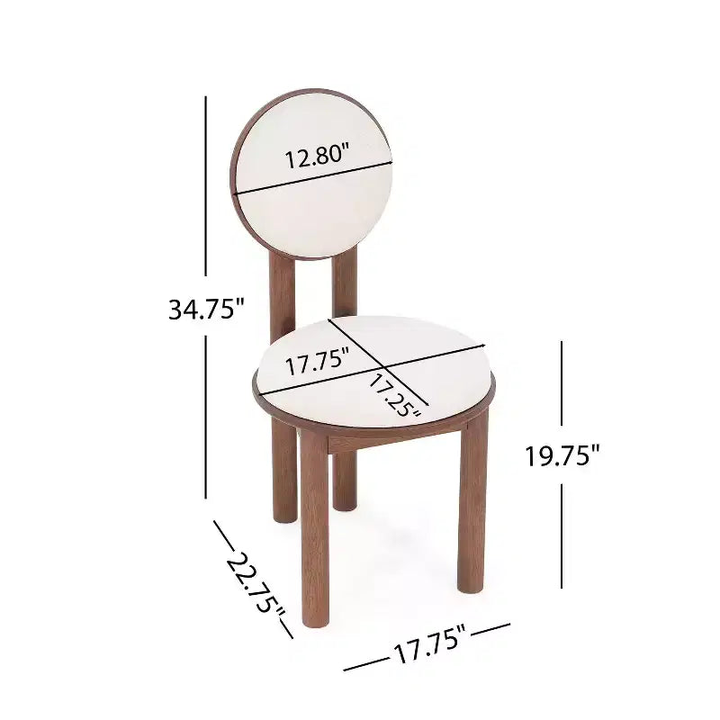 Set of 2 Contemporary Upholstered Rubberwood Armless Dining Chairs Walnut/Beige