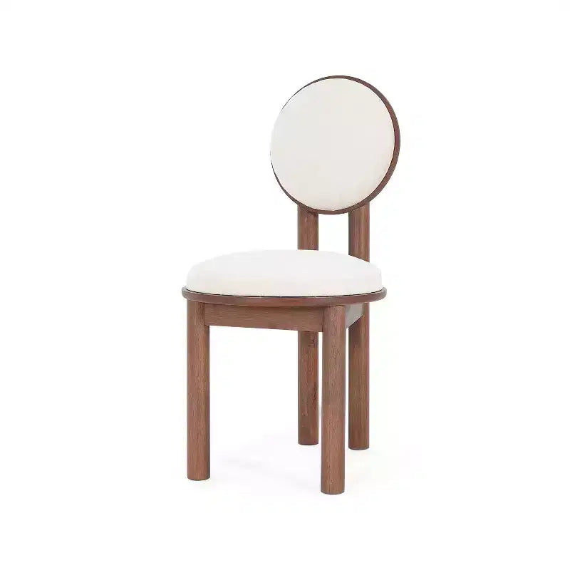 Set of 2 Contemporary Upholstered Rubberwood Armless Dining Chairs Walnut/Beige