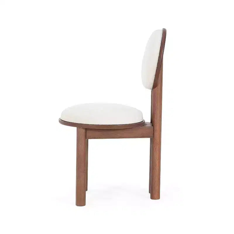 Set of 2 Contemporary Upholstered Rubberwood Armless Dining Chairs Walnut/Beige
