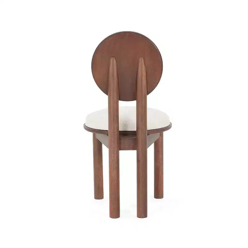 Set of 2 Contemporary Upholstered Rubberwood Armless Dining Chairs Walnut/Beige
