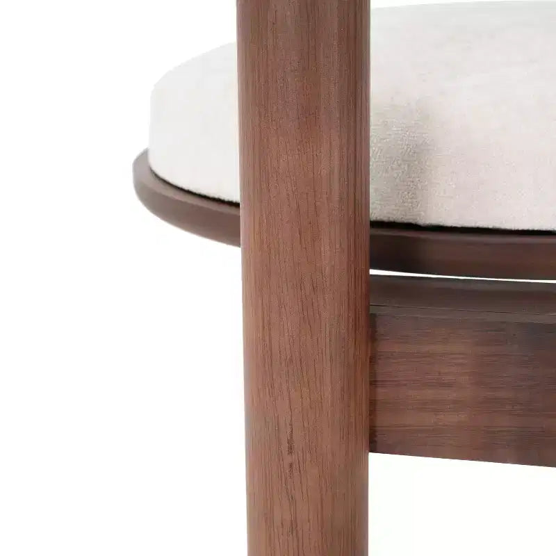 Set of 2 Contemporary Upholstered Rubberwood Armless Dining Chairs Walnut/Beige