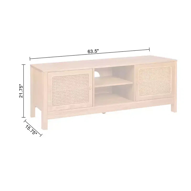 Natural Cane Rectangle TV Stand Up to 70" TV Natural