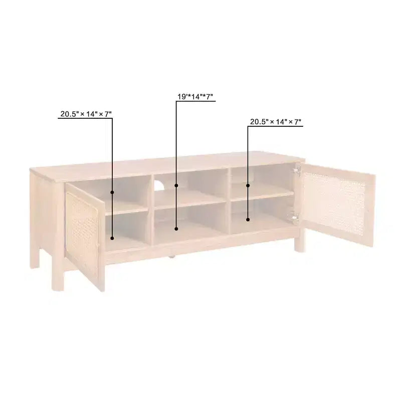 Natural Cane Rectangle TV Stand Up to 70" TV Natural