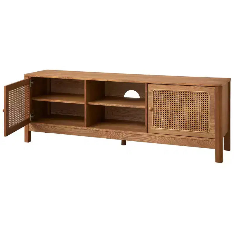 Natural Cane Rectangle TV Stand Up to 70" TV Natural