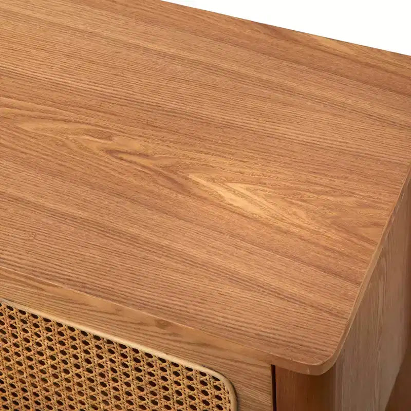 Natural Cane Rectangle TV Stand Up to 70" TV Natural