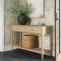 Turned Wood Console Table with Two Drawers Natural