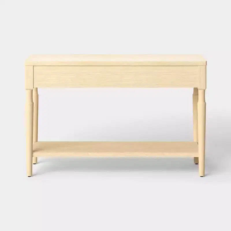 Turned Wood Console Table with Two Drawers Natural